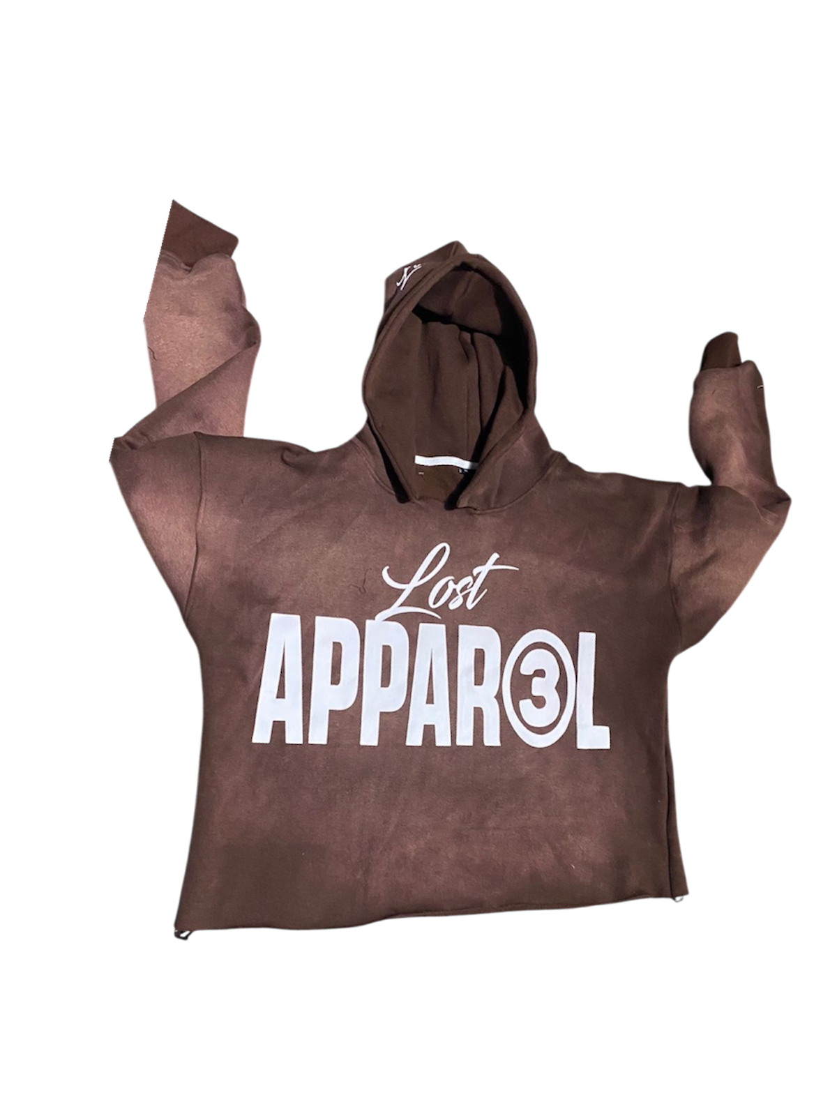 "Brown" V1 Cropped Acid Wash Hoodie