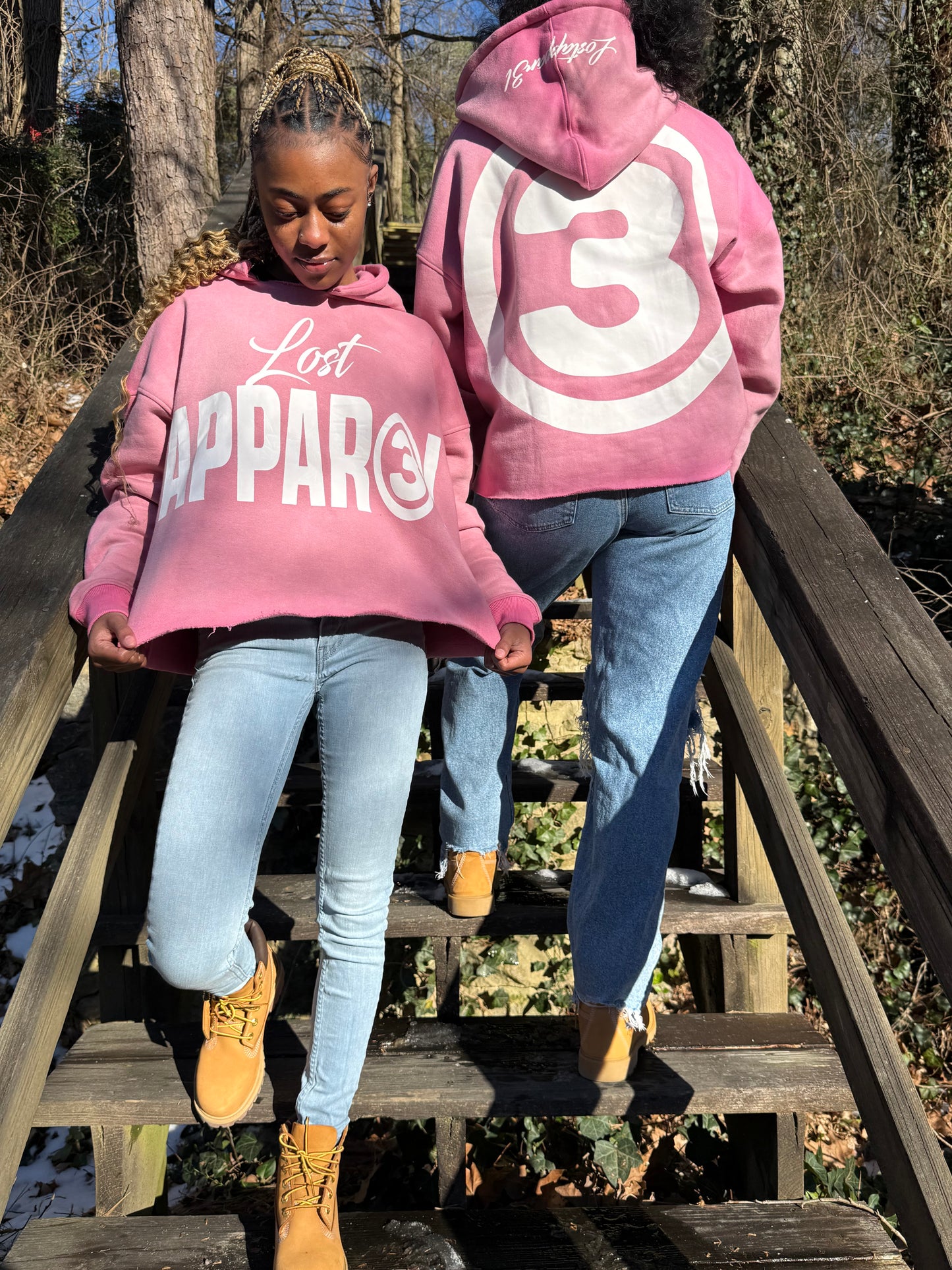 "Pink" V1 Cropped Acid Wash Hoodie