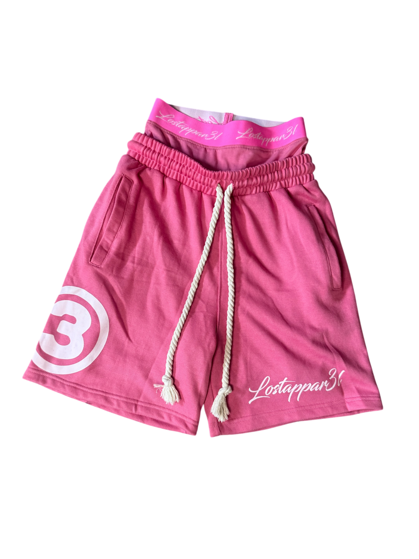 Pink double-waist shorts