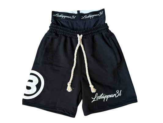 Black double-waist shorts