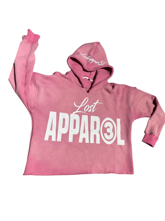 "Pink" V1 Cropped Acid Wash Hoodie