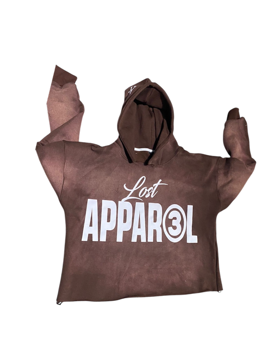"Brown" V1 Cropped Acid Wash Hoodie