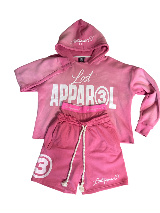 Pink double-waist short set